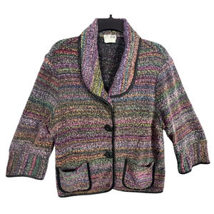 Nick+Zoe Women 3/4" Sleeve Knit Multicolor Jacket For Size See Measurements
